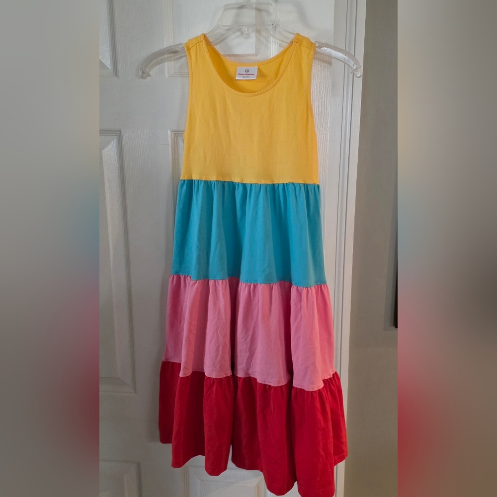 Hanna Andersson Tiered Colorblock Maxi Dress 150vm/12 Yellow Turquoise Pink Red
